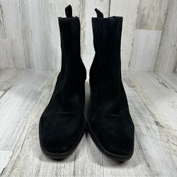 Sam Edelman Bronson Low Stack Heel Bootie in Black Suede #1036 - Picture 4 of 12